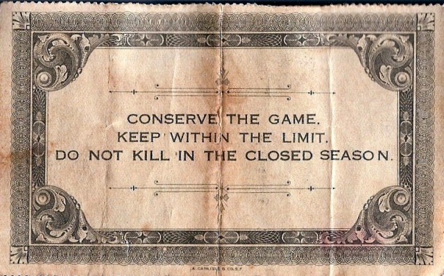 hunting license, 1918, back